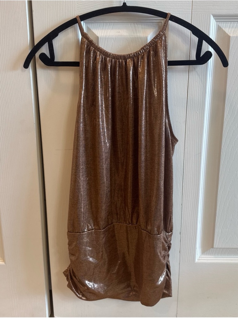 White House Black Market Metallic Bronze Halter Tank